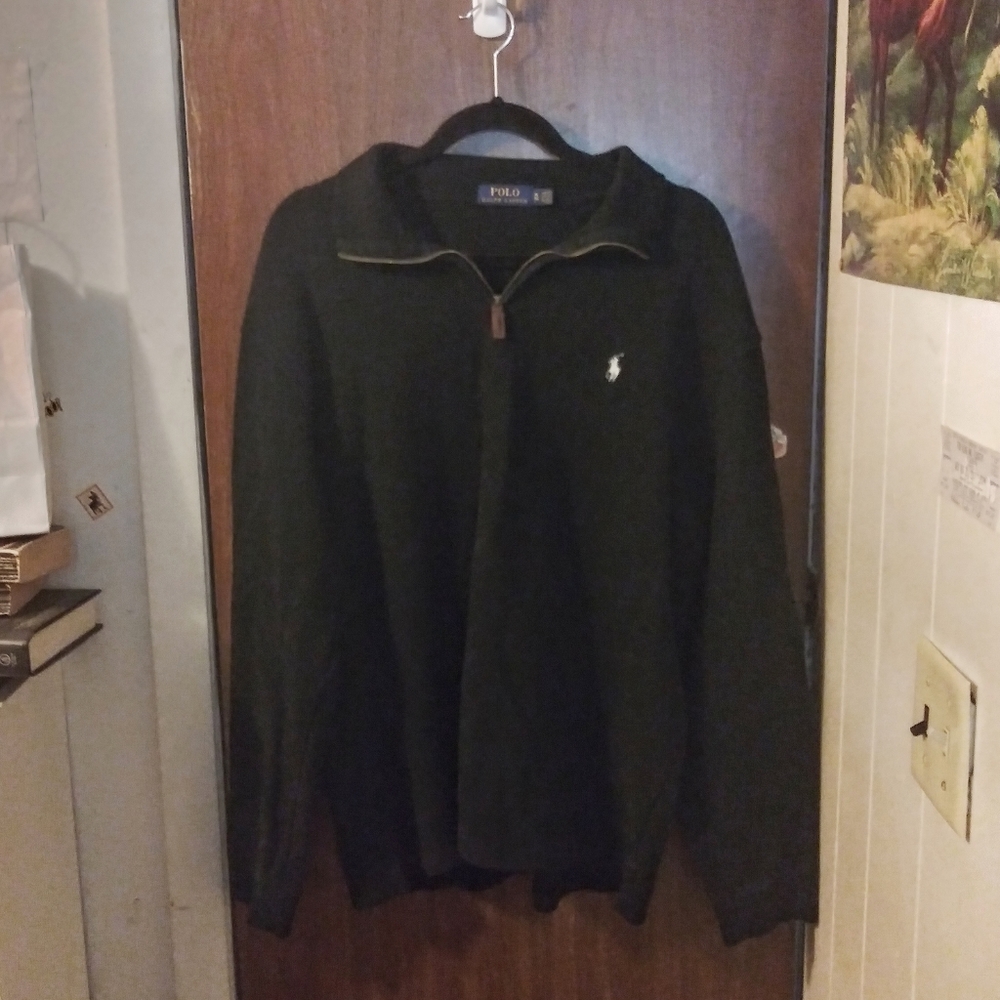 Polo by Ralph Lauren Black Collared Sweatshirt XL